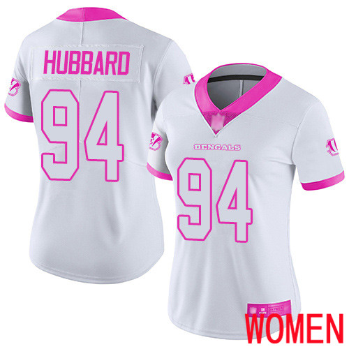Cincinnati Bengals Limited White Pink Women Sam Hubbard Jersey NFL Footballl #94 Rush Fashion